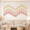 Tiamon Boho Wall Decor - 59'' W x 42'' L Macrame Wall Hanging Beaded Large Tapestry Art for Home Bathroom Farmhouse Bedroom Living Room Office Natural Modern Rustic Decoration