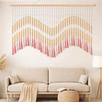 Tiamon Boho Wall Decor - 59'' W x 42'' L Macrame Wall Hanging Beaded Large Tapestry Art for Home Bathroom Farmhouse Bedroom Living Room Office Natural Modern Rustic Decoration