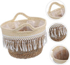ABOOFAN Woven Planter Basket Indoor Plant Stand Plant Pot Boho Decor Natural Roped Flower Planter