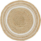 Unique Loom Braided Jute Collection Classic Quality Made Natural Hand Woven with Coastal Design Area Rug (3' 3 x 3' 3 Round, Natural/ Ivory)