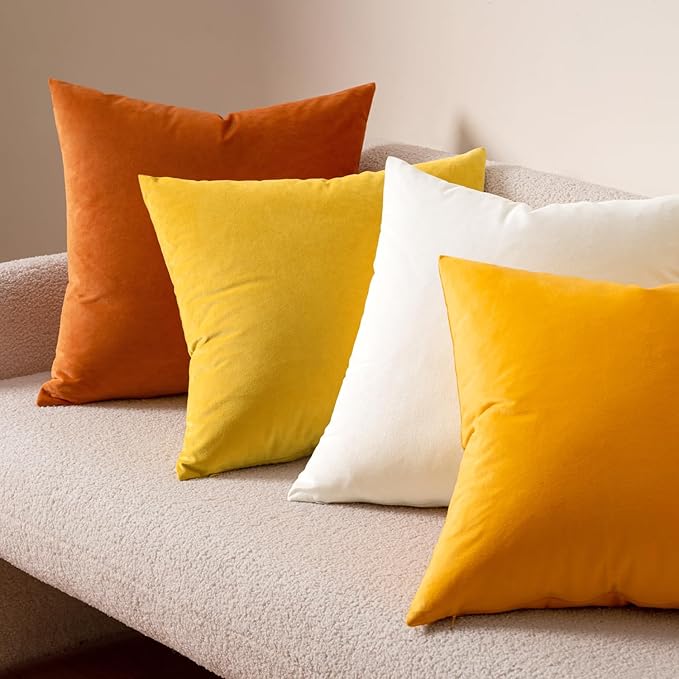 MIULEE Velvet Throw Pillow Covers 22x22 Inch, Pack of 2 - Pure White, Soft Solid Decorative Pillow Covers Cushion Cases Modern Luxury Home Decor for Spring Couch Sofa Bedroom Livingroom