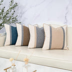 Yangest Patchwork Pillow Cover 20x20 Inch Luxury Cotton and Linen Cushion Cover Square Pillowcover for Couch Bedroom Living Room, Khaki