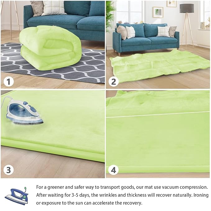 Baby Play Mat for Floor Nursery Muscle Area Rug Playroom Rug 47"x47" Memory Foam 1.3" Thick Crawling Mat for Babies,Toddlers, Infants,Kids(Light Green)