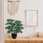 Briful Lush Artificial Monstera Plant - Realistic Green Leaves, Stylish Black Pot, 14.9-Inch Tall, Fake Plants for Home & Office Farmhouse Wedding Decor (2 Piece)