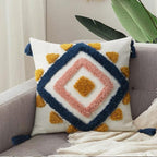 Merrycolor Boho Pillow Covers Modern Geometric Diamond Boho Pillows Decorative Throw Pillow Cases Yellow Blue Pink Soft Woven Tufted Pillow Cushion for Couch Sofa Bedroom