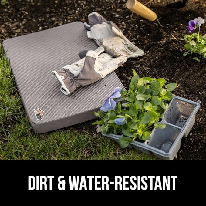 GORILLA GRIP Extra Thick Patent Pending Supportive Foam Kneeling Pad, Large Cushion Knee Pads for Gardening, Baby Bath Time, Dirt and Water Resistant, Workout and Garden Supplies, 17.5x11, Gray