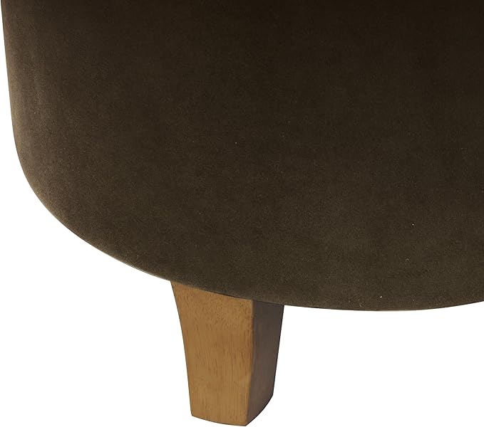 Homepop Home Decor | Upholstered Round Velvet Tufted Foot Rest Ottoman | Ottoman with Storage for Living Room & Bedroom | Decorative Home Furniture, Brown Velvet