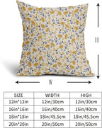 Navy Blue Yellow Floral Pillow Covers 16x16 Set of 2 Vintage Rustic Old Style Cute Small Flower Print Decorative Outdoor Pillowcases Farmhouse Throw Cushion Case Decor for Couch Sofa Bed