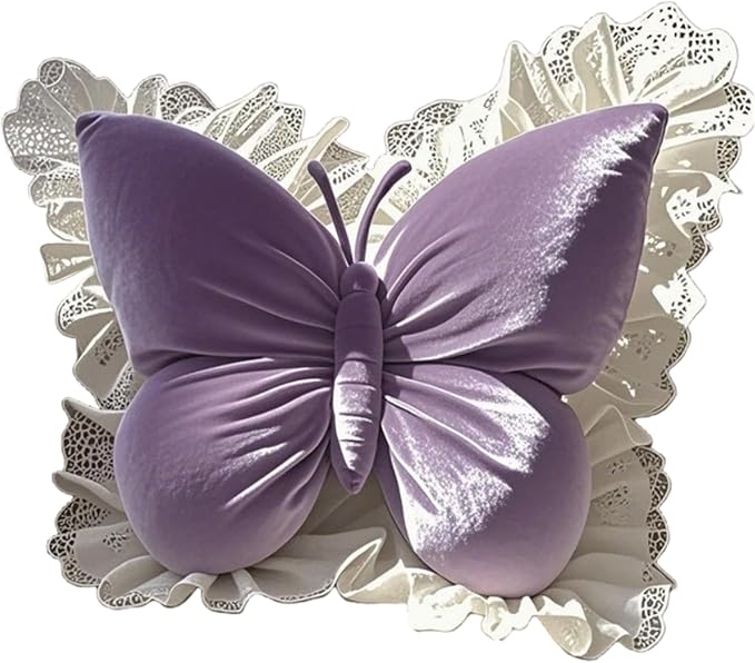 Butterfly Sofa Pillow Animal Floor Reading Pillow Car Cushion (Purple;, 50cm)