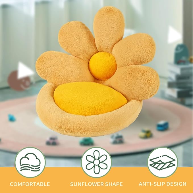 Ditucu Flower Shape Chair Pillow Cute Seat Cushion 19 inch Comfy Lazy Sofa Floor Pillows Dorm Seating for Bedroom Decor Orange