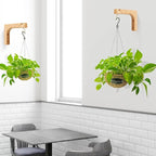 Macrame Plant Hanger, Hanging Wall Planters for Indoor Plants, Wooden Hanging Basket Hooks for Outdoor Pots Wind Chime Flower Bracket Lanterns Patio Garden Decoration (2-Pack,5-Inch)