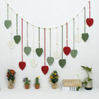 HVEST Christmas Macrame Wall Hanging Large- Boho Decor- Handmade Leaves Woven Tapestry for Bedroom- Red Green White Christmas Ornaments- Macrame Wall Art for Living Room Xmas Decorations, 29.5L X 47W