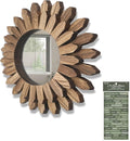 CEYAZYE Wooden Wall Mirror Decorative, Rustic Wood Mirror Decor 12in/30cm Sunburst Boho Hanging Mirrors for Bedroom Living Room Bathroom Entryway Farmhouse Home Gift with Nice Sticker Decals