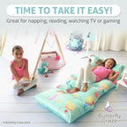 Butterfly Craze Floor Pillow Case - Cozy Reading Chair & Lounger - Versatile Seat & Floor Bed - Portable Cushion & Sleeping Pad - Queen, Mermaid Aqua