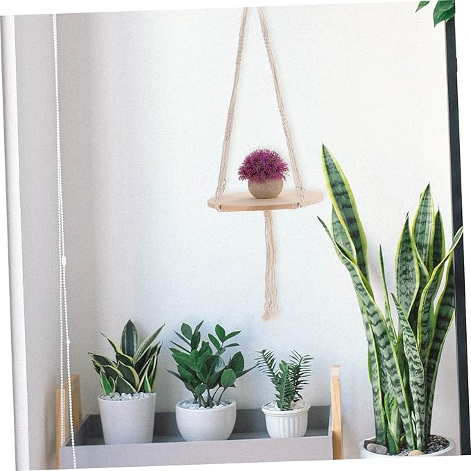 Hanging Woven Flower Basket Holder Natural Macrame Plant Pot Tray for Use for Plants Like and Ferns Decor