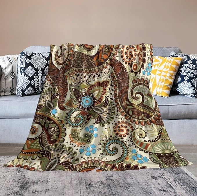 Vintage Bohemian Throw Blanket Indian Mandala Colorful Pattern Blanket for Sofa Bed Couch Chair Or Dorm 30"x40"