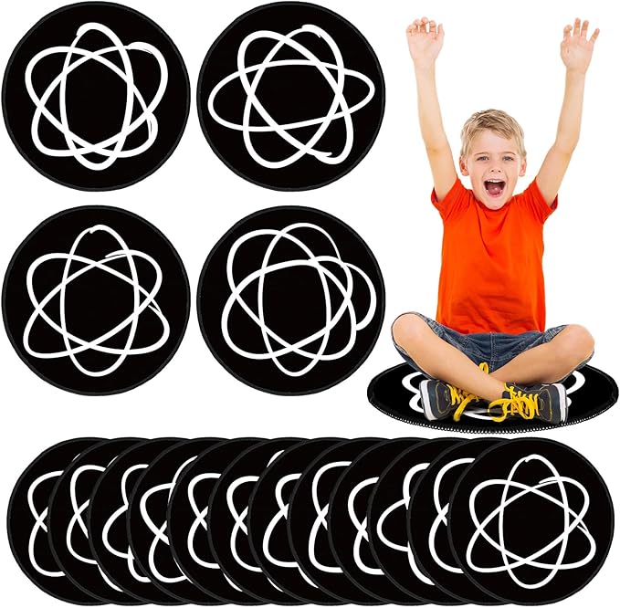 Tinideya 12 Pcs Kids Carpet Circle Seats for Class 16 Inch Round Classroom Rug Floor Cushions Soft First Day of School Educational Mat Non Slip Back to School Learning Playing Areas(Abstract)