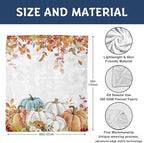 Fall Pumpkins Throw Blanket, Thanksgiving Autumn Maple Leaves Watercolor Blanket for Bed Sofa Travel and Camping, Super Soft Cozy Fluffy Plush Blanket for All Seasons, 50" x 60"