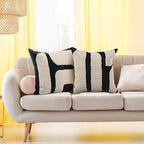 Oudain 2 Pcs Black and White Tufted Pillow Covers Boho Chunky Geometric Decorative Throw Pillow Case 18 x 18 Inches Abstract Pillowcases for Bed Couch(White, Black, Classic Style)