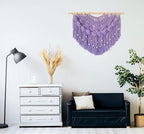 Youngeast Large Macrame Wall Hanging Boho Beaded Curtain for Window Macrame Bedroom Headboard Living Room Wall Art Tassel Tapestry Bohemian Woven Wall Decor 31" W X 25" H (Purple)