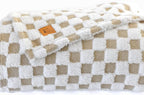 Beige & White Fuzzy Fuzzy Fun 3D Checkered Throw Blanket – Ultra Soft Shaggy Fleece for Cozy Comfort. Beautiful Gift for Women with Style 50 x 65 inches.