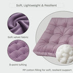 Meditation Floor Pillow Set of 2, Large Velvet Floor Pillows for Sitting, Tufted Floor Seating Cushions for Adults, Big Pillows for Yoga & Living Room, 22x22 Inch, Lavender