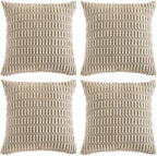 Fancy Homi 4 Packs Taupe Decorative Throw Pillow Covers 26x26 Inch for Living Room Couch Bed, Rustic Modern Farmhouse Boho Home Decor, Soft Plush Corduroy Cute Square Accent Cushion Case 60x60 cm