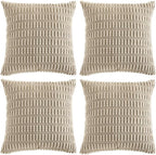 Fancy Homi 4 Packs Taupe Decorative Throw Pillow Covers 18x18 Inch for Living Room Couch Bed, Rustic Modern Farmhouse Boho Home Decor, Soft Plush Corduroy Cute Accent Square Cushion Case 45x45 cm