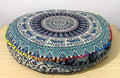 ICC Large Hippie Mandala Round Floor Pillow Cover Ottoman Pouf Cover Daybed Oversized Cotton Cushion Cover with Heavy Duty Zipper Seating Ottoman Poufs Dog-Pets Bed (Green Deer, 35" Round)
