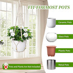 Bohemian-Style Macrame Plant Hanger Fits pots Sized from 4 to 15 inches in Diameter, Ideal for Hanging planters for Indoor Plants. Hanging Plant Holders is a Perfect Choice.(POTS NOT Included)