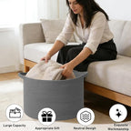 115L Large Blanket Basket,23.6" L x 23.6" W x 15.7" H Rope Woven Baskets with Handles, Toys Storage Bins,Laundry Basket Perfect for Living Room, Nursery,Bedroom,Home Organization,Dark Gry