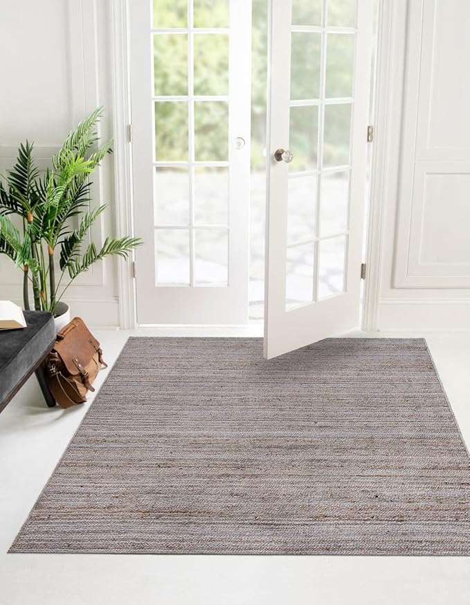 Unique Loom Braided Jute Collection Area Rug - Dhaka (8' Square, Gray)