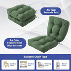 Outdoor Chair Cushions Set of 2, Patio Chair Cushions with Ties, 19x19+5” Tufted Outdoor Seat Cushions, Waterproof Patio Furniture Cushions, Outdoor Dining Chair Pads, Forest Green (Pack of 2)