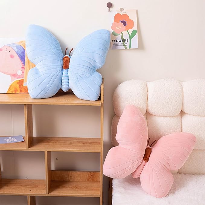 PEACH CAT Butterfly Pillow Decorative Butterfly Shaped Throw Pillows 15.7" x 15.7" Cute Plush Cushion Decor for Bedroom Living Room Sofa Couch Pink