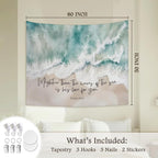 STHTTSW Christian Ocean Coastal Tapestry, Mightier Than the Waves of the Sea Bible Verse Tapestries, Religious Psalm 93:4 Wall Hanging Decor for Nursery Church Prayer Room Home Office, 50x60 Inch