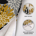 Black Mustard Yellow Pillow Covers 18X18 Inch Set of 2, Spring Summer Floral Dahlia Flower Cream Decorative Throw Pillow Covers Outdoor Modern Farmhouse Cushion Case for Home Couch Sofa Bed Decor