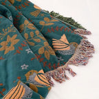 Boho Blanket for Bed 100% Cotton Bohemian Throw Blankets Ultra Soft Woven Muslin Decorative Blankets All Seasons Vintage Quilt Knitted Blanket for Sofa Chair(Blue, 80"x90")