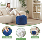 Round Stuffed Pouf, Corduroy Poufs with Foam Chunk Filling,26 X 18 Inches Floor Poufs Foot Rest for Living Room
