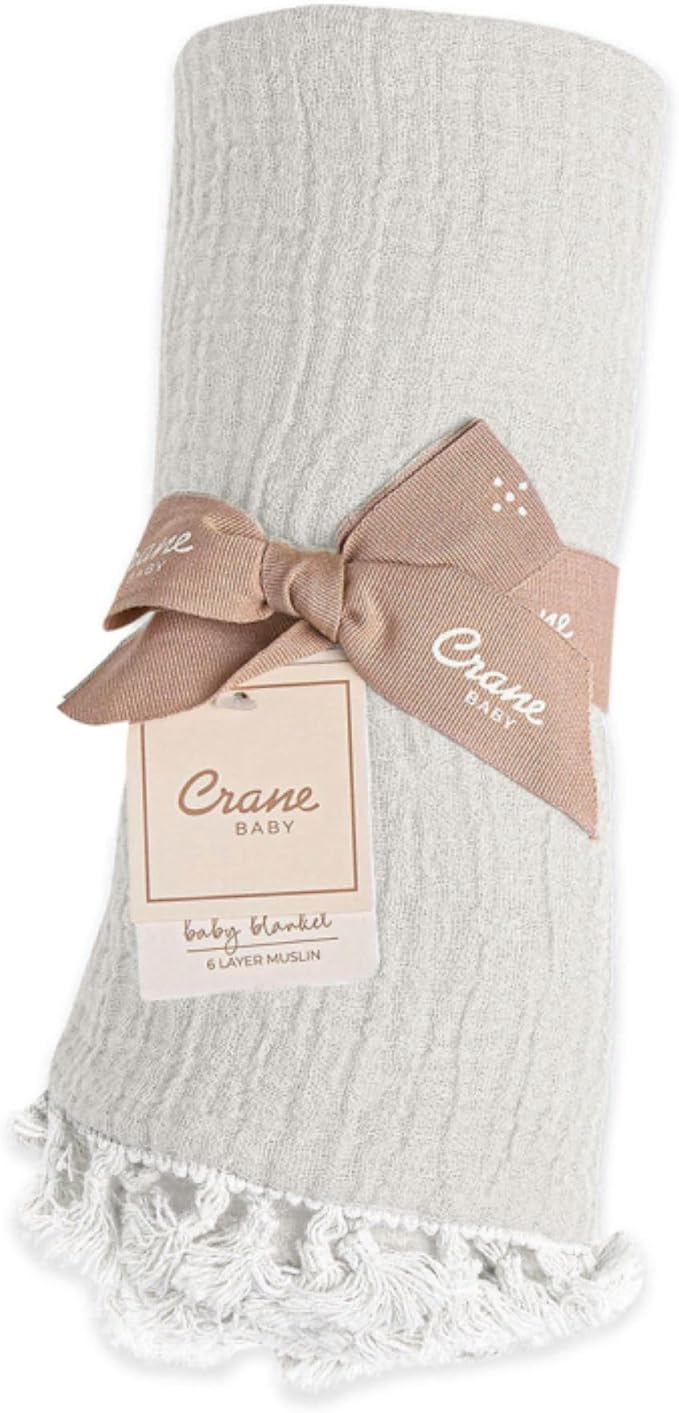 Crane Baby Muslin Swaddle Blanket, Soft Cotton Lightweight Nursery and Stroller Blanket for Baby Boys & Girls, Moonstone, 30" x 40"