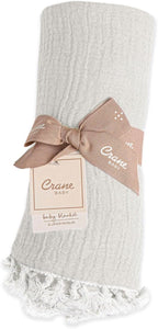 Crane Baby Muslin Swaddle Blanket, Soft Cotton Lightweight Nursery and Stroller Blanket for Baby Boys & Girls, Moonstone, 30" x 40"