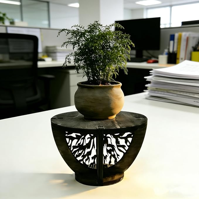 Indoor Wooden Plant Stand Holder for Sill, Desktop, - Single Flower Pot Rack for Small Plants - Unique Tree Root Design Elevate Your Plants in Style and Provide Additional Sunlight
