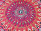 ICC Large Square Floor Pillow Cover Hippie Ottoman Pouf Cover Daybed Cotton Mandala Cushion Cover with Heavy Duty Zipper Seating Ottoman Poufs Dog-Pets Bed (Red/ Yellow Peacock, 35" Square)