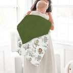Cute Jungle Safari Animals Green Leaves Baby Blankets for Girl Boy Lion Giraffe Elephant Zebra Soft Mink Dotted Backing Double Layer Swaddle Blanket Bed Throw for Newborn Infant Toddler Nursery 30x40