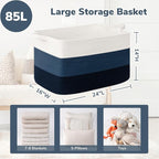 Goodpick 85L Large Blanket Basket 23.6" x 15.7" x 13.8" Cotton Rope Storage Baskets for Organizing, Rectangle Woven Baskets for Storage, Baby Toy Basket for Nursery Bedroom, Blue