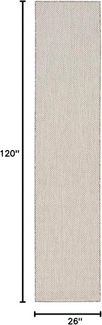 Nourison Home Courtyard Ivory Silver 2'2" x 10' Area Rug - Easy Clean, Non Shedding, Bed Room, Living Room, Dining Room, Kitchen (10' Runner)