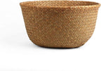 Woven Seagrass Belly Basket for Storage Plant Pot and Laundry, Picnic and Grocery Basket (Medium, Original)
