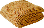 Madison Park Boho Throw Blanket, Soft Blanket Handmade Gift Home Decor, Lightweight & Breathable All Seasons Spring Chunky Knit Blanket, Knitted Throw for Couch, Bed Blanket, 50"x60" Yellow