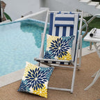 DFXSZ Blue Yellow Flower Pillow Covers 22x22 Inch Set of 2 Outdoor Throw Pillows Outdoor Waterproof Decor for Living Room Sofa Patio Funiture Garden Floral Polyester Pillow Covers 012D22