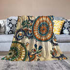 Bohemian Flower Throw Blanket Boho Mandala Floral Flowers Print Pattern Blanket for Sofa Bed Couch Chair Or Dorm 30"x40"