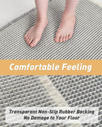Upgraded Waffle Bath Mat, Super Absorbent Non Slip Bath Mats for Bathroom Floor, Machine Washable Bathroom Rugs with Tassels, Rubber Backed Bathroom Mats, Ultra Soft, 20" x 32",LightGrey & Cream
